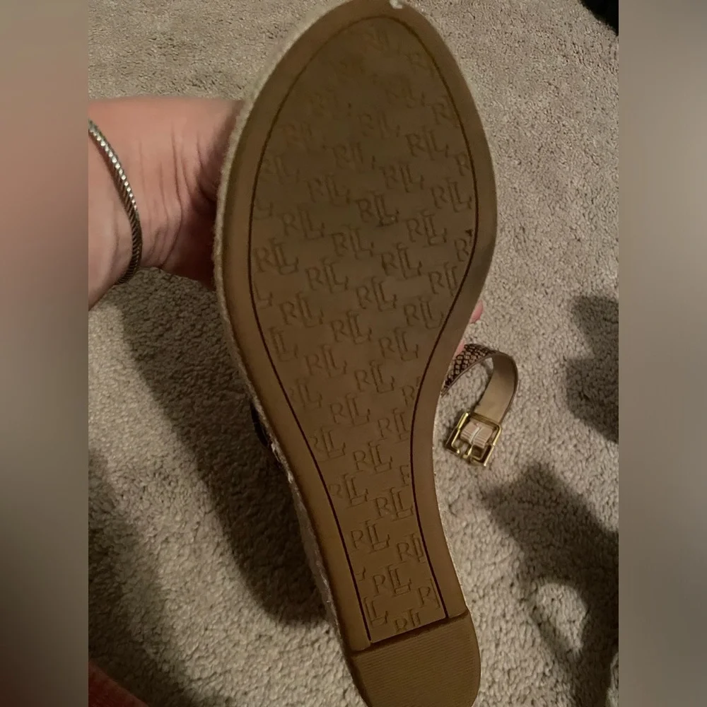 Ralph Lauren wedge tan sandals - Picture 5 of 7